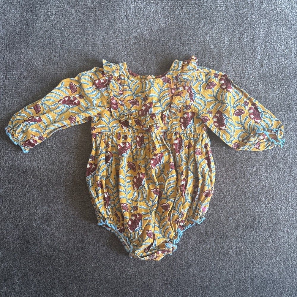 Pink Chicken Floral Baby Romper